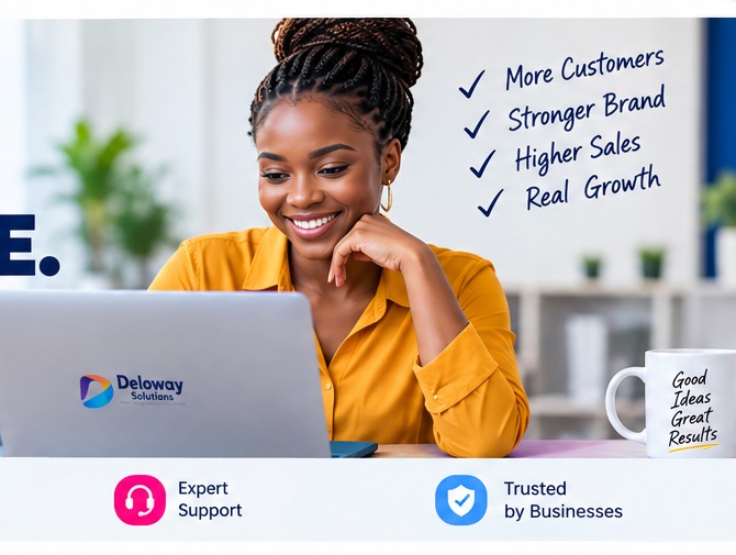 Business owner using technology to grow her business
